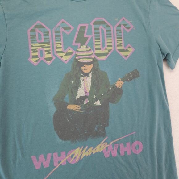 ACDC Who made Who Band Crew Neck Short Sleeve Graphic T Shirt Mens Size M Green - Picture 4 of 9